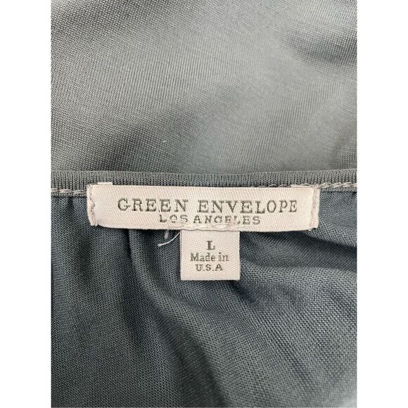 Green Envelope 3/4 Sleeve Tie Front Blouse Size Large - Picture 6 of 9